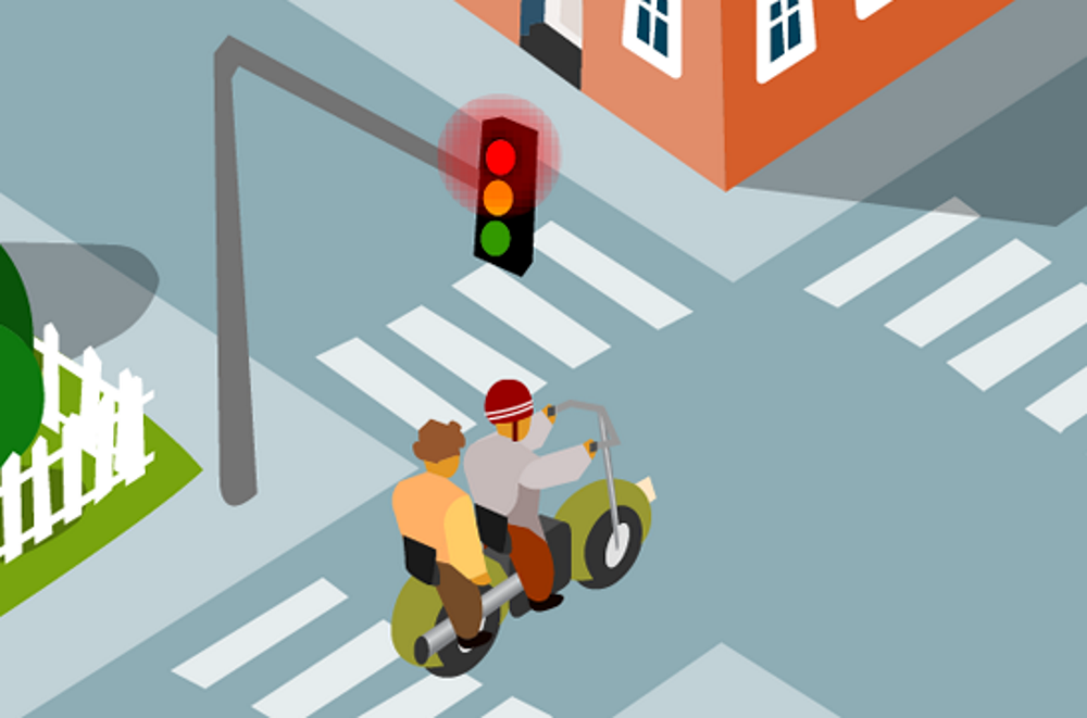 Изображение нарушения правил дорожного движения на перекрестке